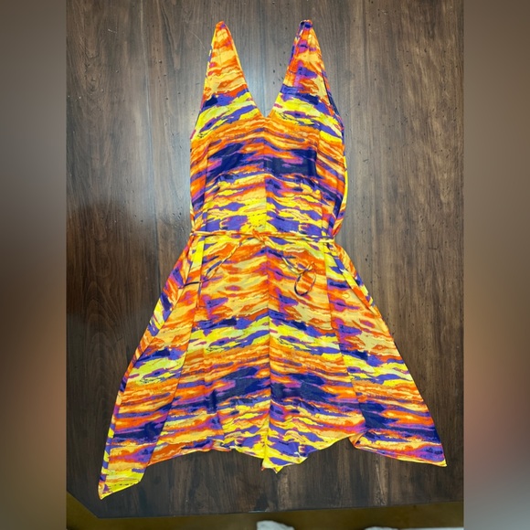 Josa Tulum Swim Cover Up One Size Colorful Asymmetrical Beach Resort Cruise EUC - Picture 2 of 14